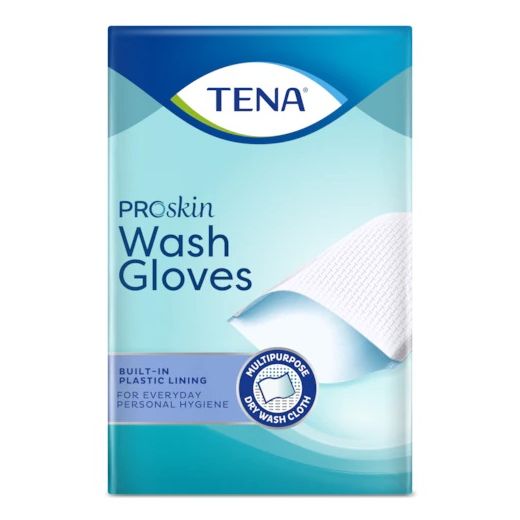 TENA ProSkin Wash Gloves Met plastic binnenzijde TENA ProSkin Wash Gloves Met plastic binnenzijde