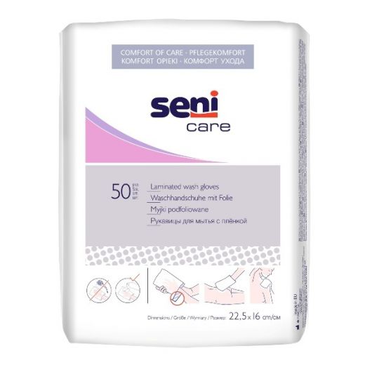 Seni Care washandjes met folielaag 50 stuks Seni Care washandjes met folielaag 50 stuks