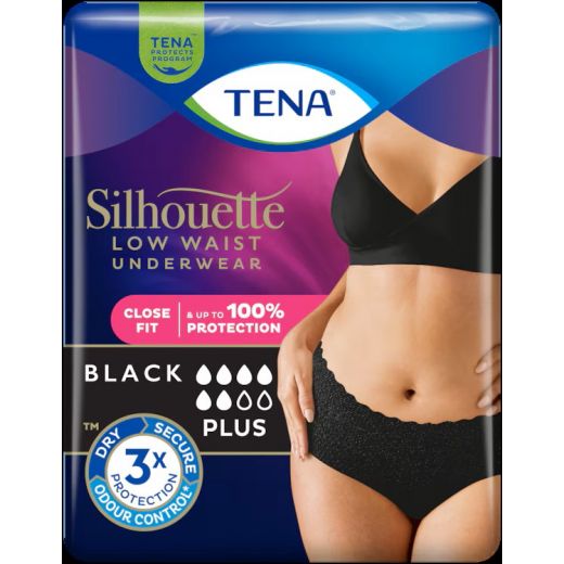 ** TENA Silhouette Plus Low Waist Zwart ** TENA Silhouette Plus Low Waist Zwart